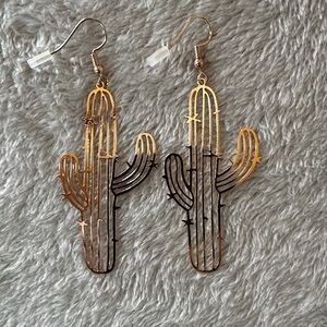 Gold Cactus Earrings